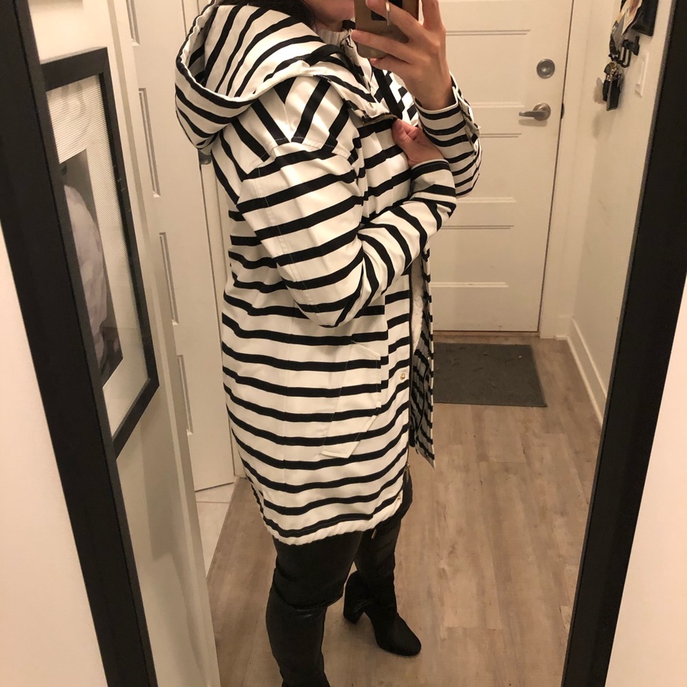 ONLY | Black and White Striped Rain Jacket